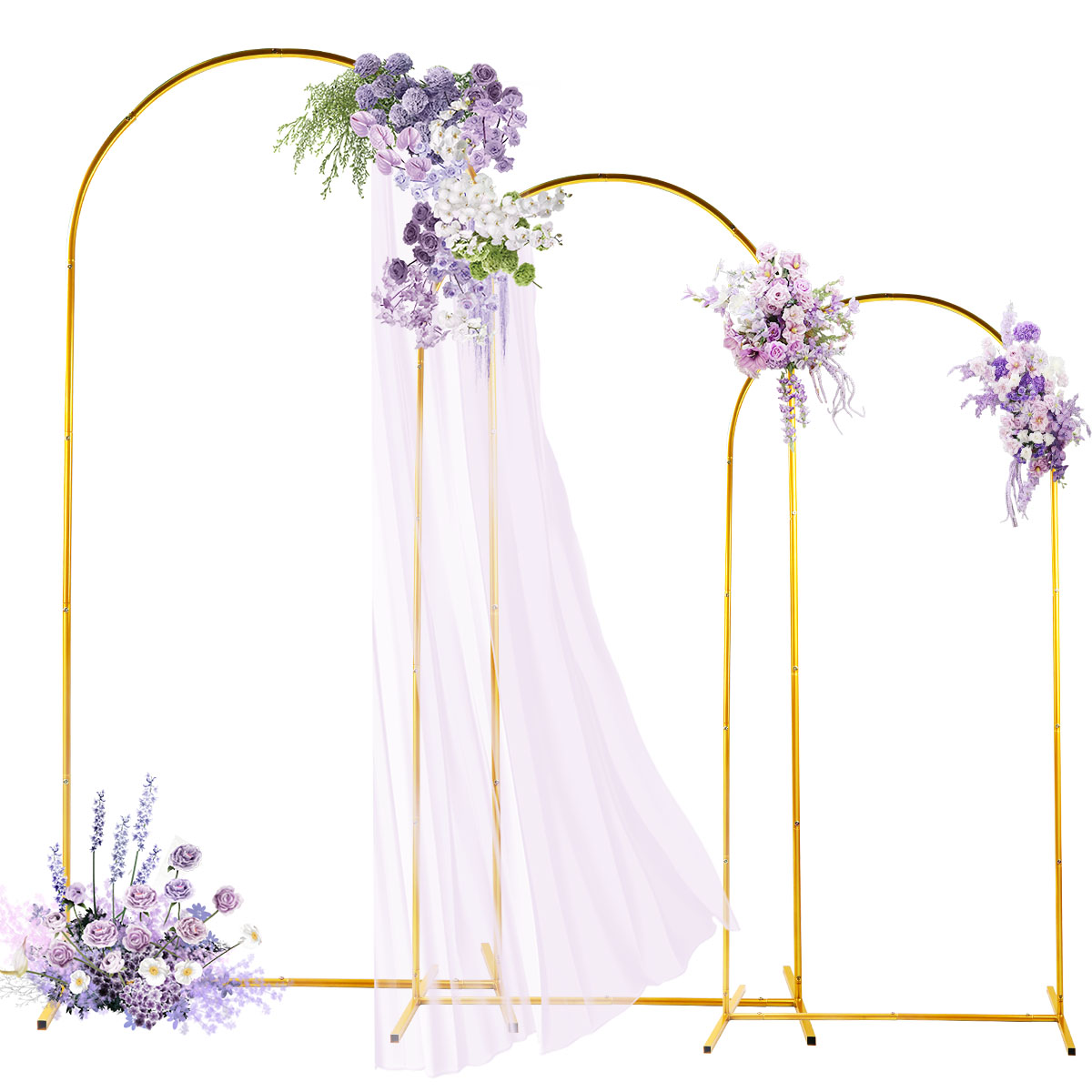 Backdrop Stand Kit - 3-pak Złote Metalowe Łuki, Regulowane i